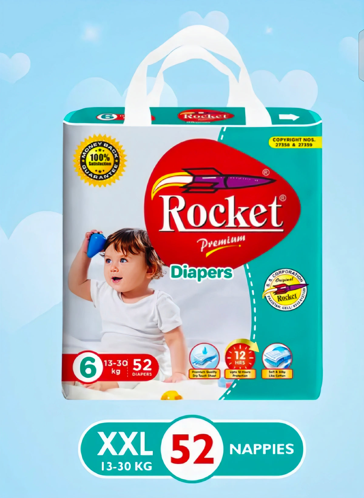 Rocket Premium Diaper Size 6 XXL 52 Diapers