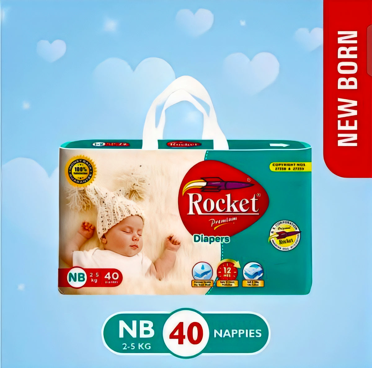 Rocket Premium Diaper Size 0 NB 40 Diapers