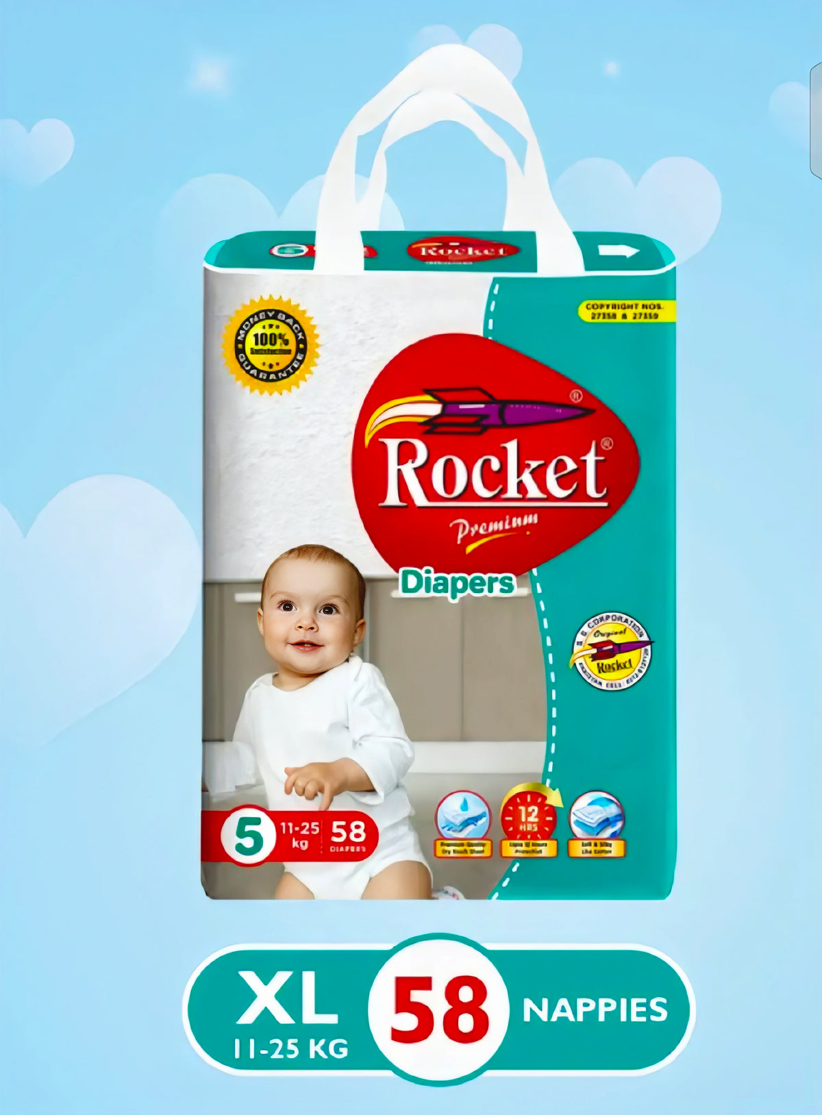 Rocket Premium Diaper Size 5 XL 58 Diapers
